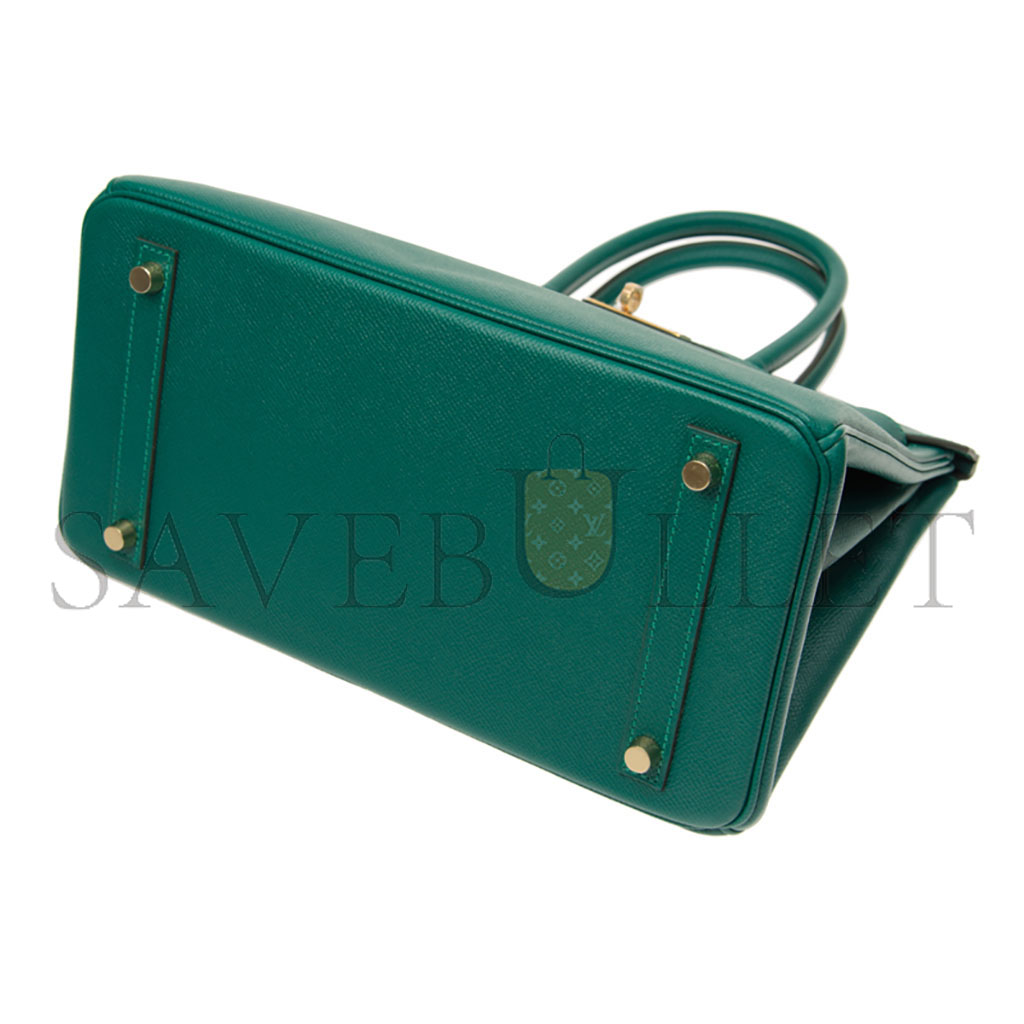 HERMES BIRKIN 30 EPSOM VELVET GREEN GOLD BUCKLE BAG BK30Z6EPGP (30*23*15cm)